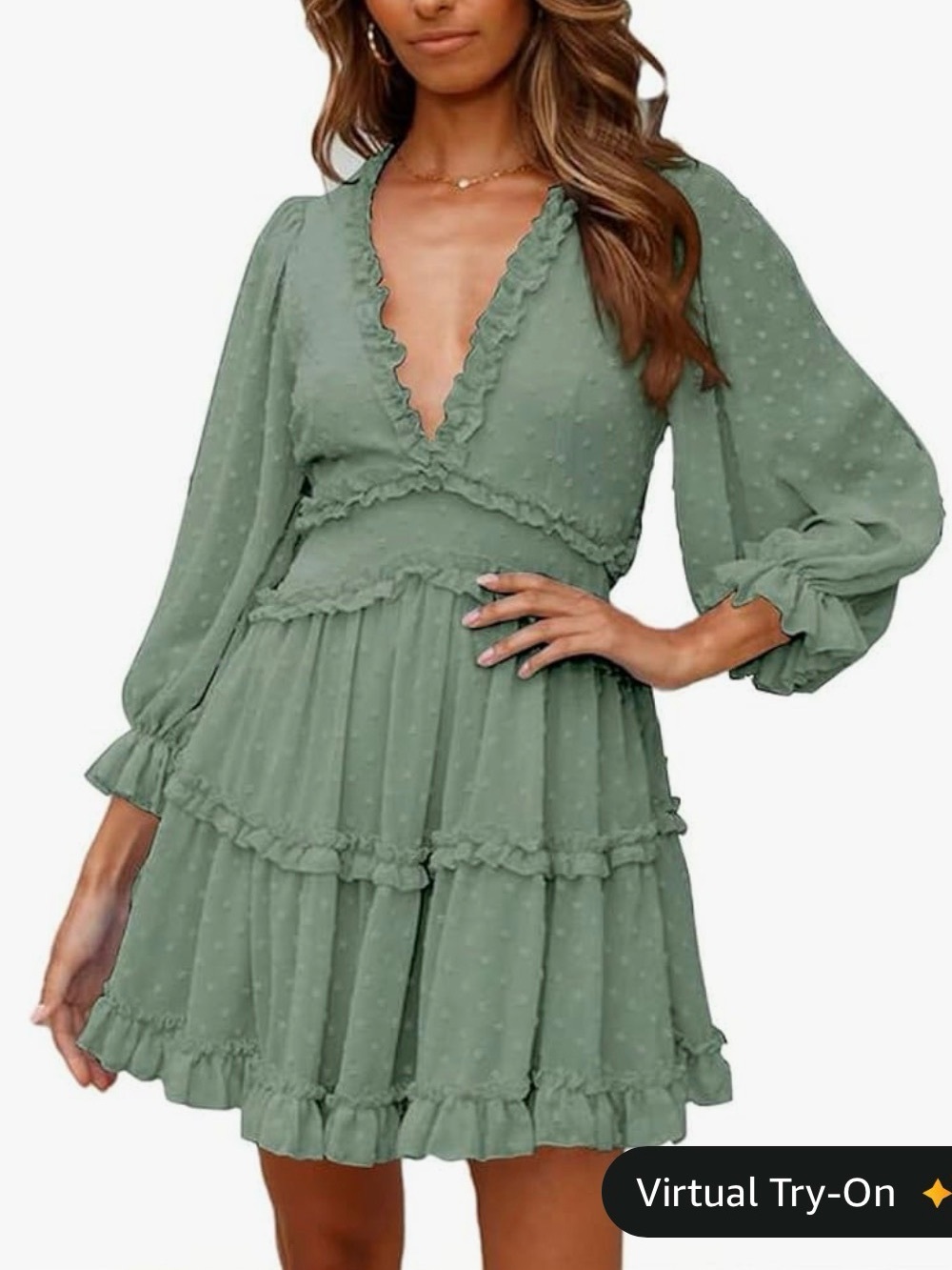 Amazon | Floral Open Back Mini Ruffle Dress - Picture 5 of 5